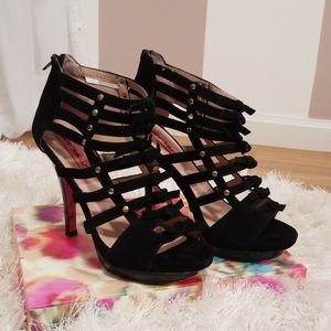 Betsey Johnson black suede/leather heel    #6